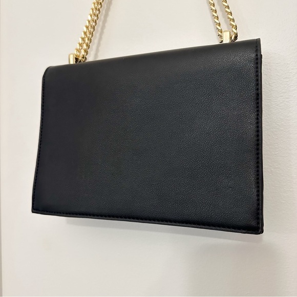 Express Animal Print Vegan Leather Flap Gold Chain Handbag Brown Black - Picture 8 of 10